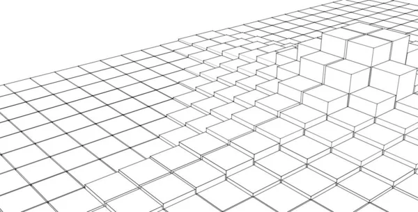 立方体抽象几何3D渲染 — 图库照片