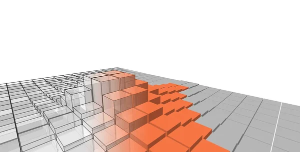 Blokjes Abstracte Geometrie Rendering — Stockfoto