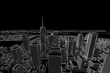 Modern şehir panoraması 3D illüstrasyon