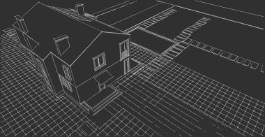 Modern ev çizimi 3d illüstrasyon