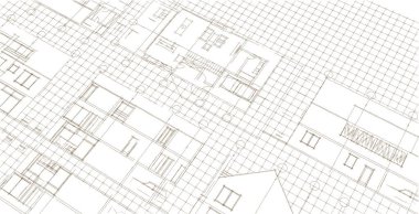 Modern ev çizimi 3d illüstrasyon