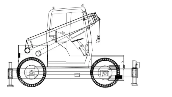 Tractor Gráfico Esboço Ilustração — Fotografia de Stock