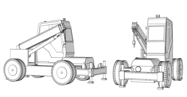 Dibujo Gráfico Tractor Ilustración —  Fotos de Stock