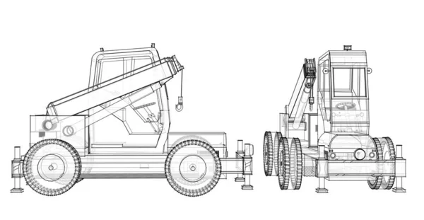 Dibujo Gráfico Tractor Ilustración —  Fotos de Stock