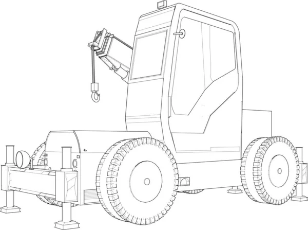 Tractor Gráfico Esboço Ilustração —  Vetores de Stock