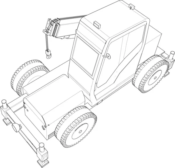 Tractor Gráfico Esboço Ilustração —  Vetores de Stock