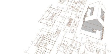 Modern ev çizimi 3d illüstrasyon