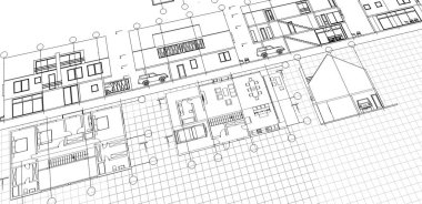 Modern ev çizimi 3d illüstrasyon