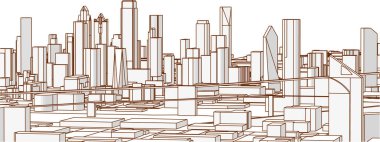 Modern şehir panoraması 3D illüstrasyon