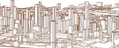Modern şehir panoraması 3D illüstrasyon