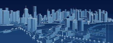 Mimari kentsel manzara 3D görüntüleme