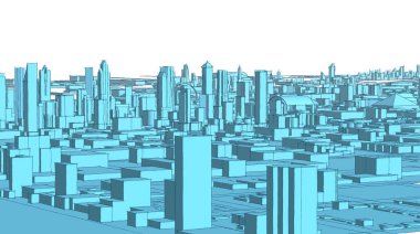 Mimari kentsel manzara 3D görüntüleme