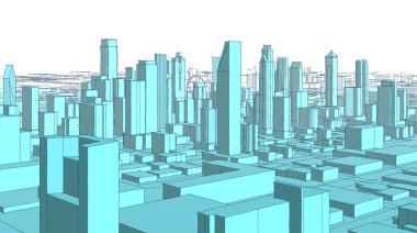 Mimari kentsel manzara 3D görüntüleme