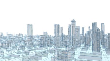Mimari kentsel manzara 3D görüntüleme