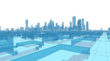 Mimari kentsel manzara 3D görüntüleme