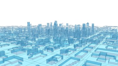 Mimari kentsel manzara 3D görüntüleme