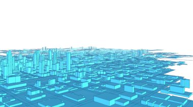 Mimari kentsel manzara 3D görüntüleme