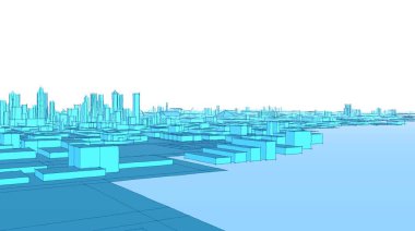 Mimari kentsel manzara 3D görüntüleme