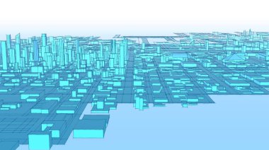 Mimari kentsel manzara 3D görüntüleme