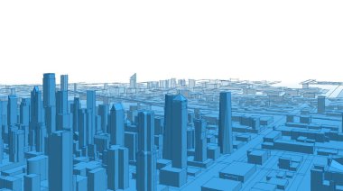 Mimari kentsel manzara 3D görüntüleme