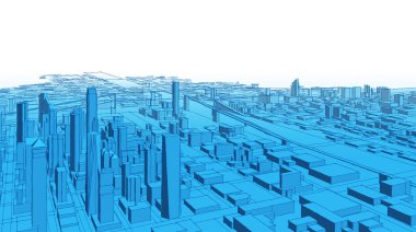 Mimari kentsel manzara 3D görüntüleme