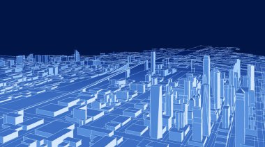 Mimari kentsel manzara 3D görüntüleme