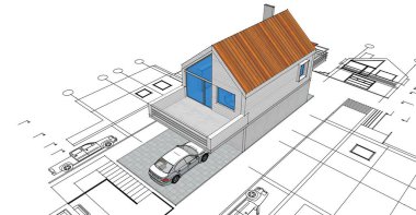  ev mimarisi proje taslağı 3D
