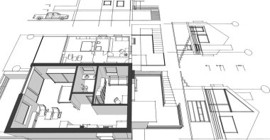  ev mimarisi proje taslağı 3D
