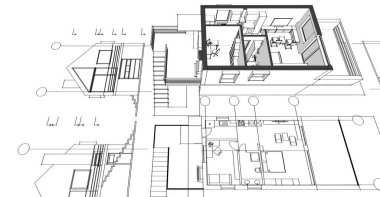  ev mimarisi proje taslağı 3D
