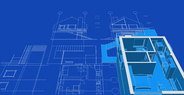 house architectural project sketch 3d