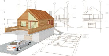  ev mimarisi proje taslağı 3D