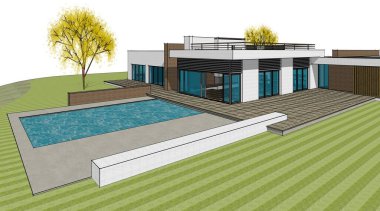 ev mimarisi çizimi 3d illüstrasyon