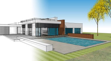 ev mimarisi çizimi 3d illüstrasyon