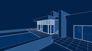 ev mimarisi çizimi 3d illüstrasyon