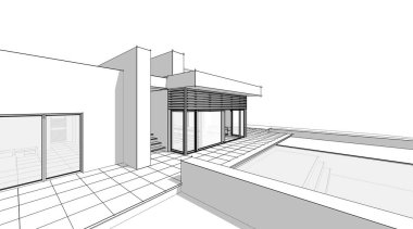 ev mimarisi çizimi 3d illüstrasyon