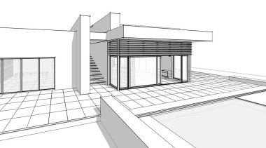 ev mimarisi çizimi 3d illüstrasyon