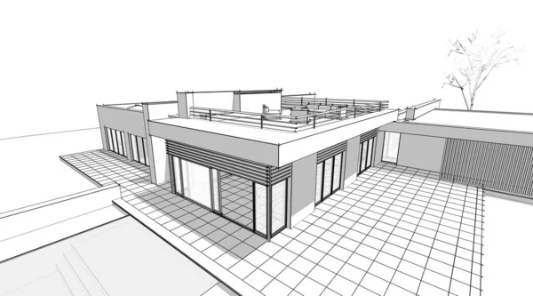 ev mimarisi çizimi 3d illüstrasyon