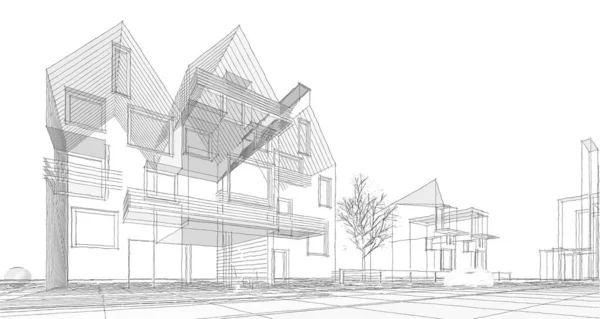 urban architecture sketch 3d rendering