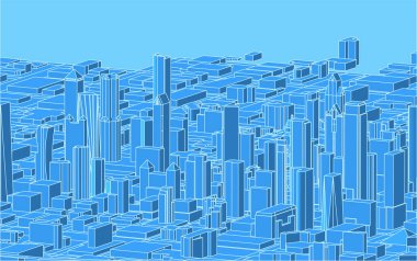 Modern şehir panoraması 3D illüstrasyon