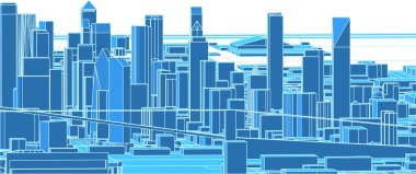 Modern şehir panoraması 3D illüstrasyon