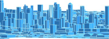 Modern şehir panoraması 3D illüstrasyon