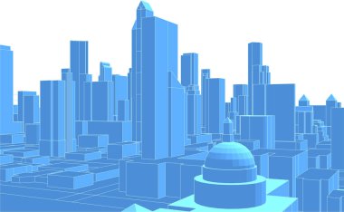 Modern şehir panoraması 3D illüstrasyon