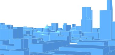 Modern şehir panoraması 3D illüstrasyon