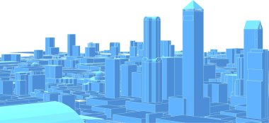 Modern şehir panoraması 3D illüstrasyon