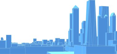 Modern şehir panoraması 3D illüstrasyon