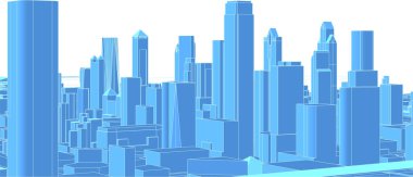 Modern şehir panoraması 3D illüstrasyon