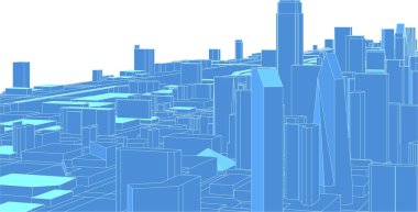 Modern şehir panoraması 3D illüstrasyon