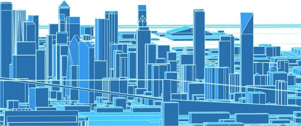 Modern şehir panoraması 3D illüstrasyon