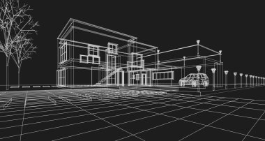 soyut kübik ev 3d oluşturma