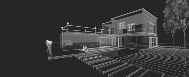 soyut kübik ev 3d oluşturma